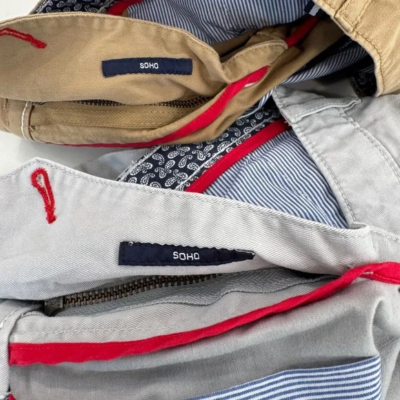 Lot of 2 Daniel Cremiuex Comfort Stretch Chino Shorts Mens 33 Beige Gray Cotton - Picture 3 of 12